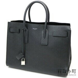 SAINT LAURENT PARIS Sac de Jour Carryall Tote Bag Black Grained Leather